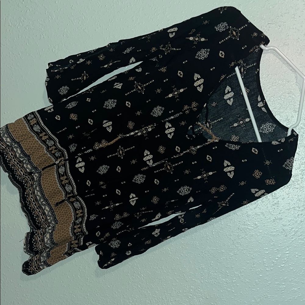 Bohemian Black and Tan Blouse